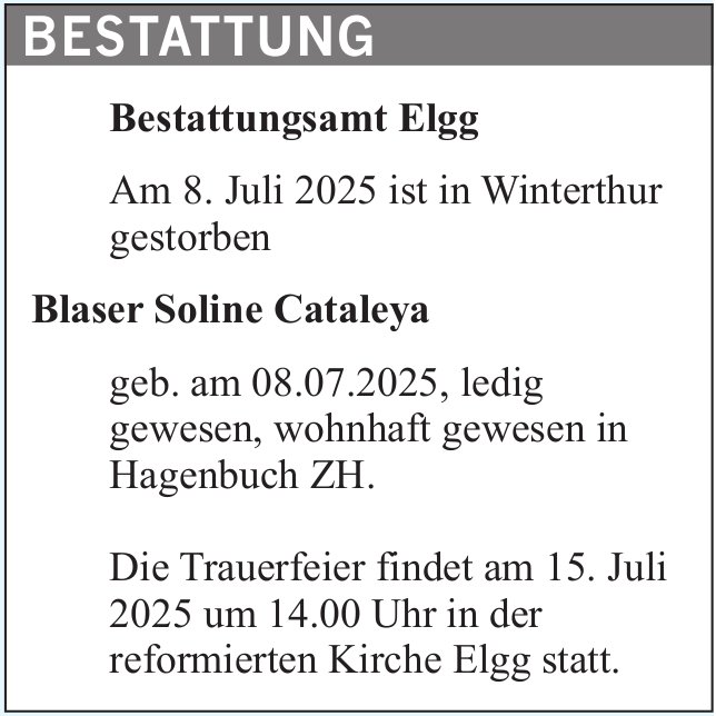 Blaser Soline Cataleya, Juli 2025 / TA