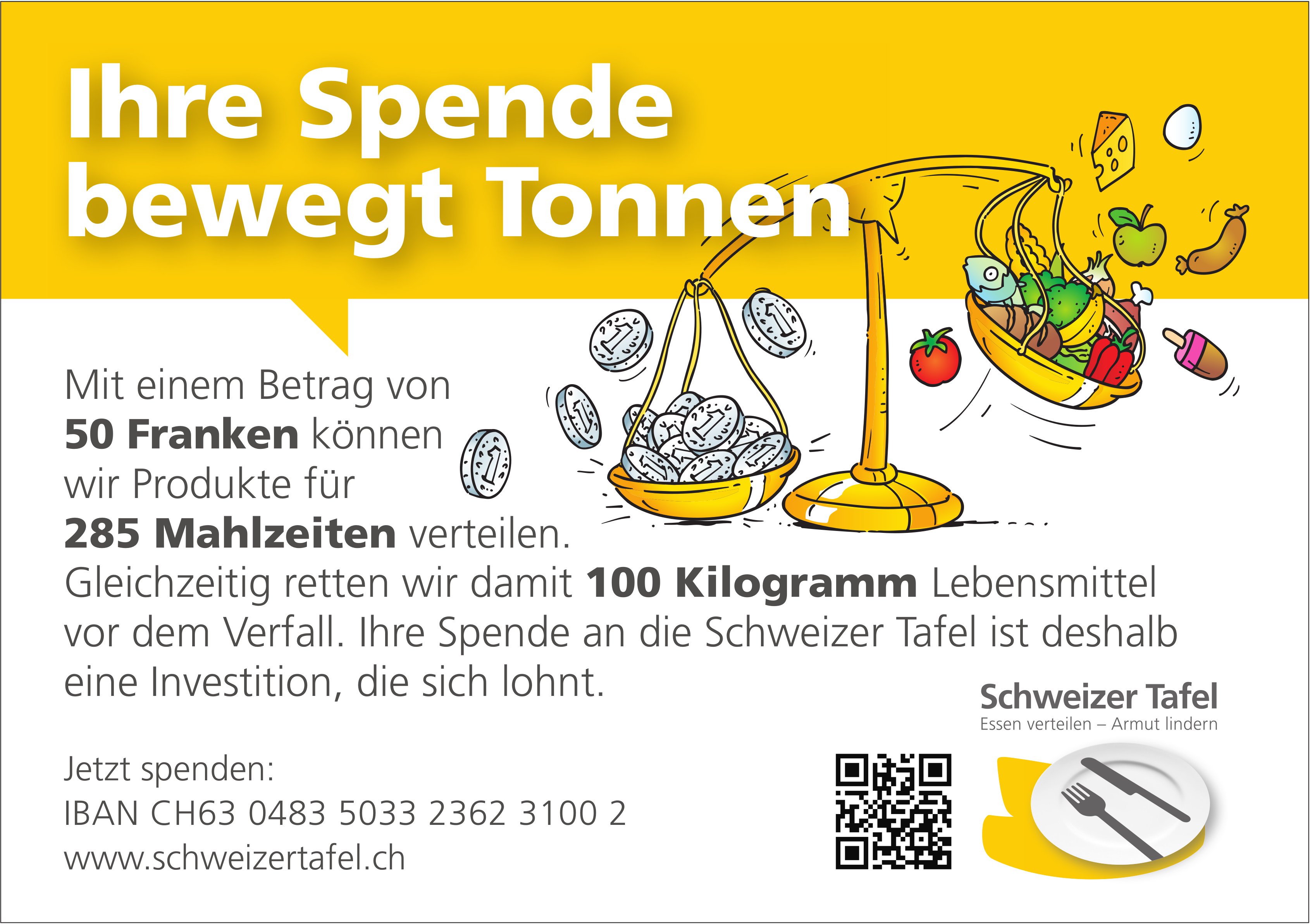 Schweizer Tafel, Ihre Spende bewegt Tonnen