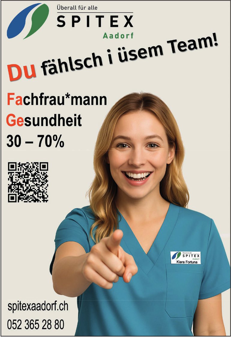 Fachfrau*mann Gesundheit 30-70%, Spitex Aadorf, gesucht