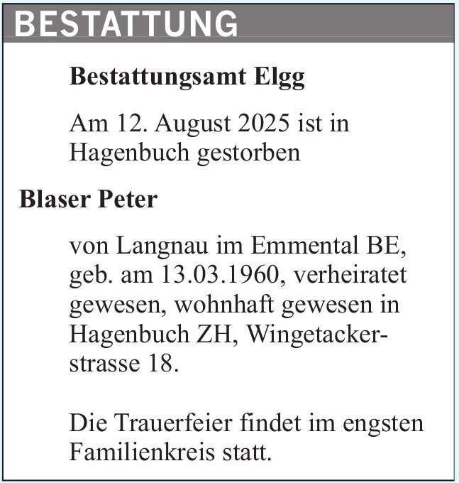 Blaser Peter, August 2025 / TA