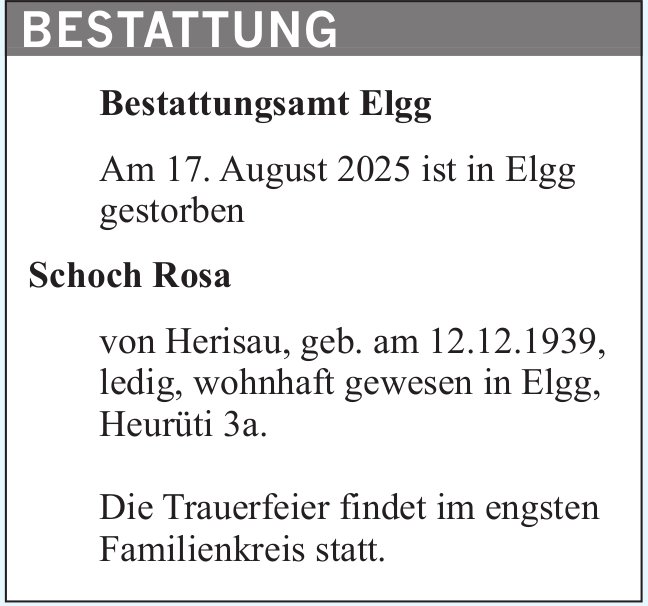 BESTATTUNG, August 2025 / TA