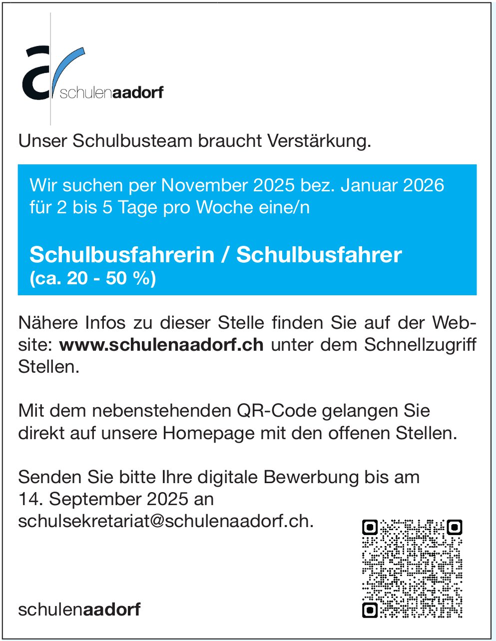 Schulbusfahrerin / Schulbusfahrer, Schulenaadorf, gesucht