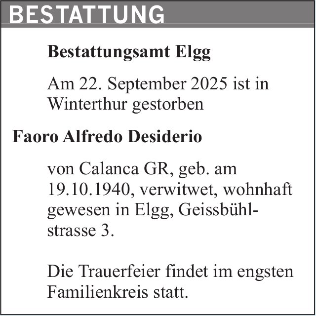 BESTATTUNG, September 2025 / TA