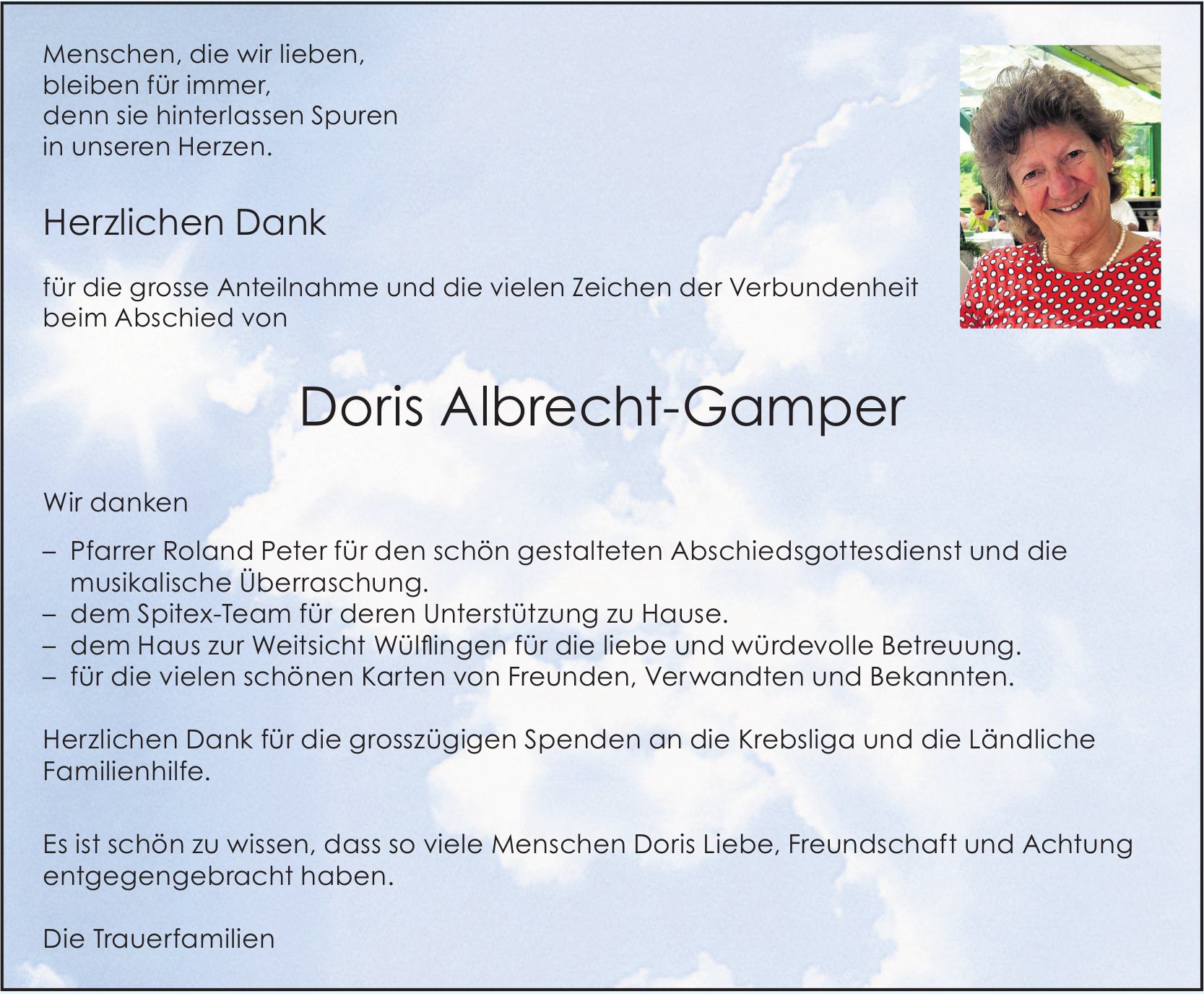Albrecht-Gamper Doris, im Oktober 2025 / DS