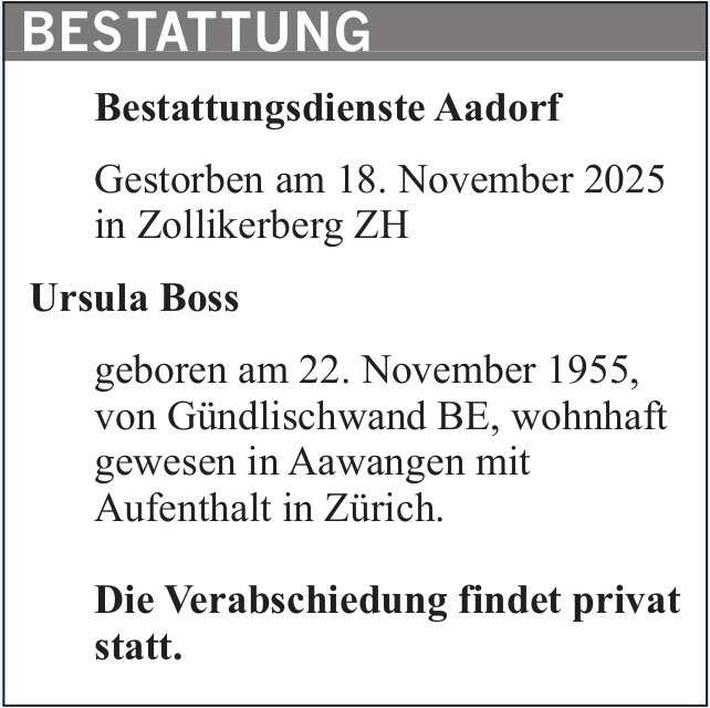 Boss Ursula, November 2025 / TA