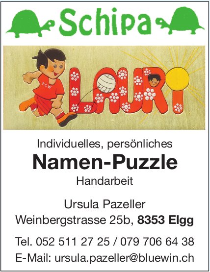 Individuelles, persönliches Namen-Puzzle, Handarbeit