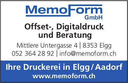 MemoForm GmbH, Elgg - Offset-, Digitaldruck und Beratung