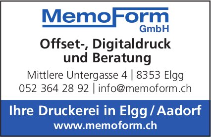 MemoForm GmbH, Elgg - Offset-, Digitaldruck und Beratung