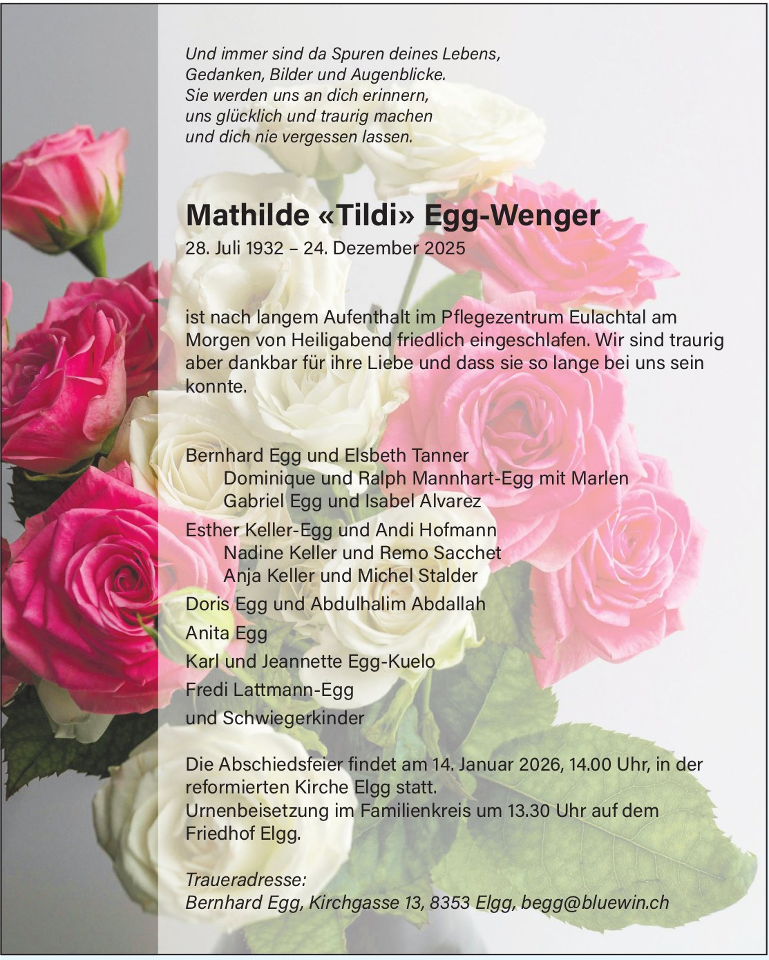 Egg-Wenger Mathilde «Tildi», Dezember 2025 / TA