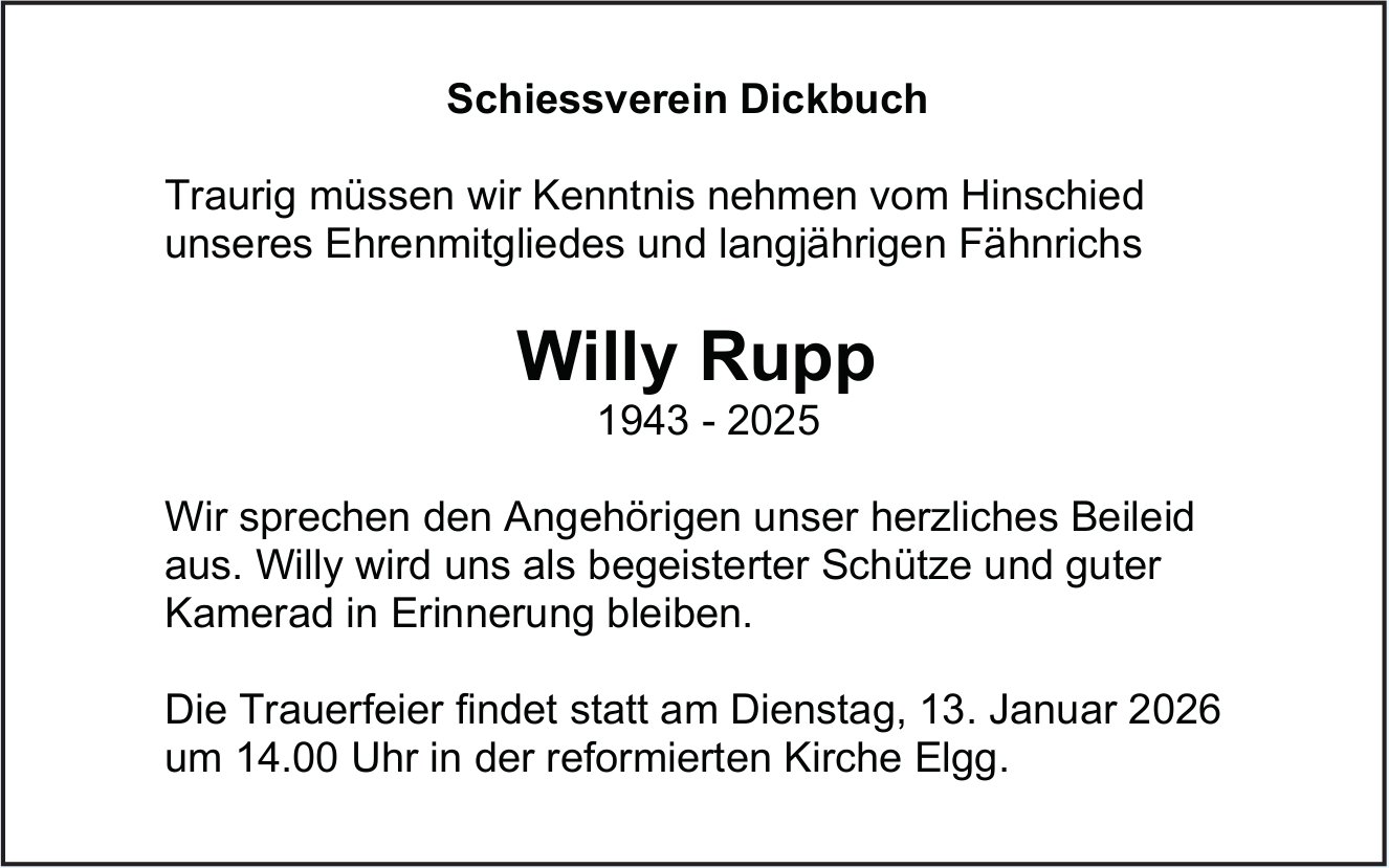 Rupp Willy, Dezember 2025 / TA