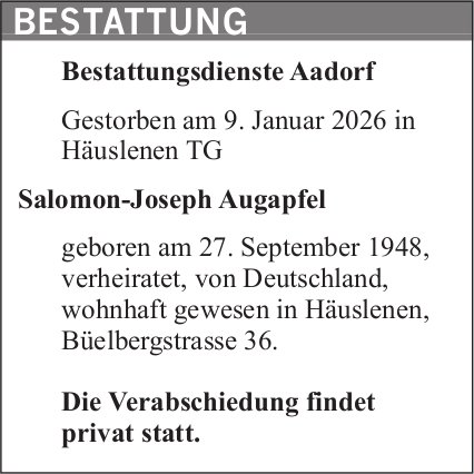 Augapfel Salomon-Joseph, Januar 2026 / TA