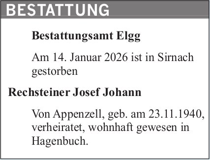 Rechsteiner Josef Johann, Januar 2026 / TA
