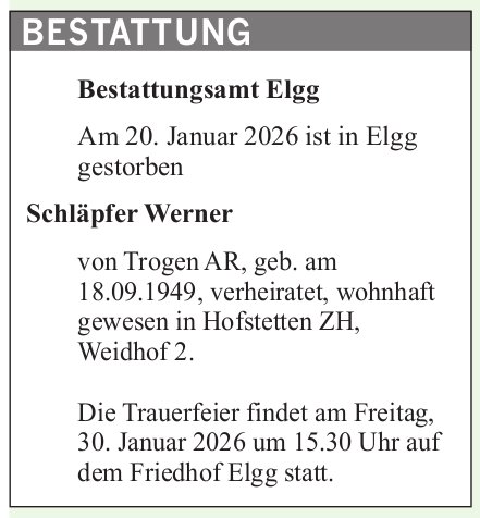 Schläpfer Werner, Januar 2026 / TA