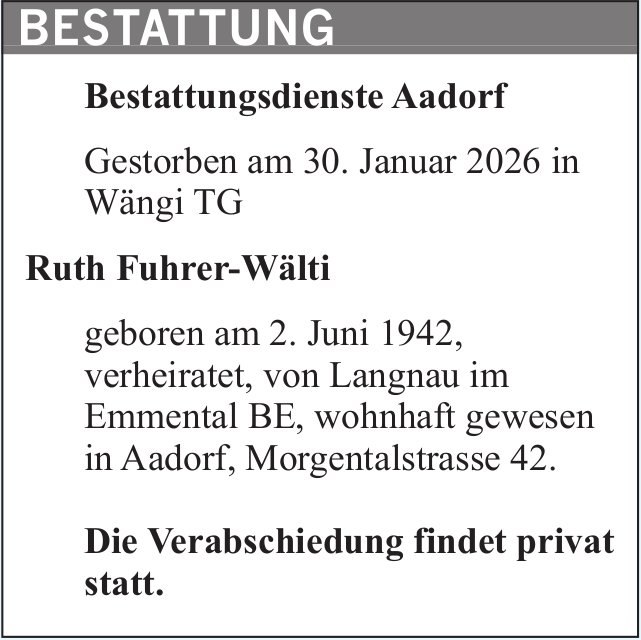Ruth Fuhrer-Wälti, Januar 2026 / TA
