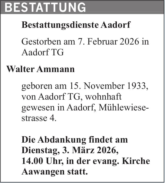 Walter Ammann, Februar 2026 / TA