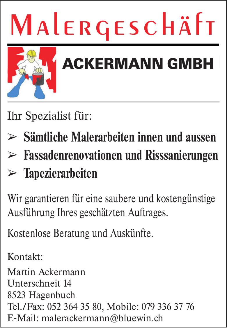 Malergeschäft Ackermann GmbH, Hagenbuch - Sämtliche Malerarbeiten innen und aussen, Fassadenrenovationen und Risssanierungen & Tapezierarbeiten