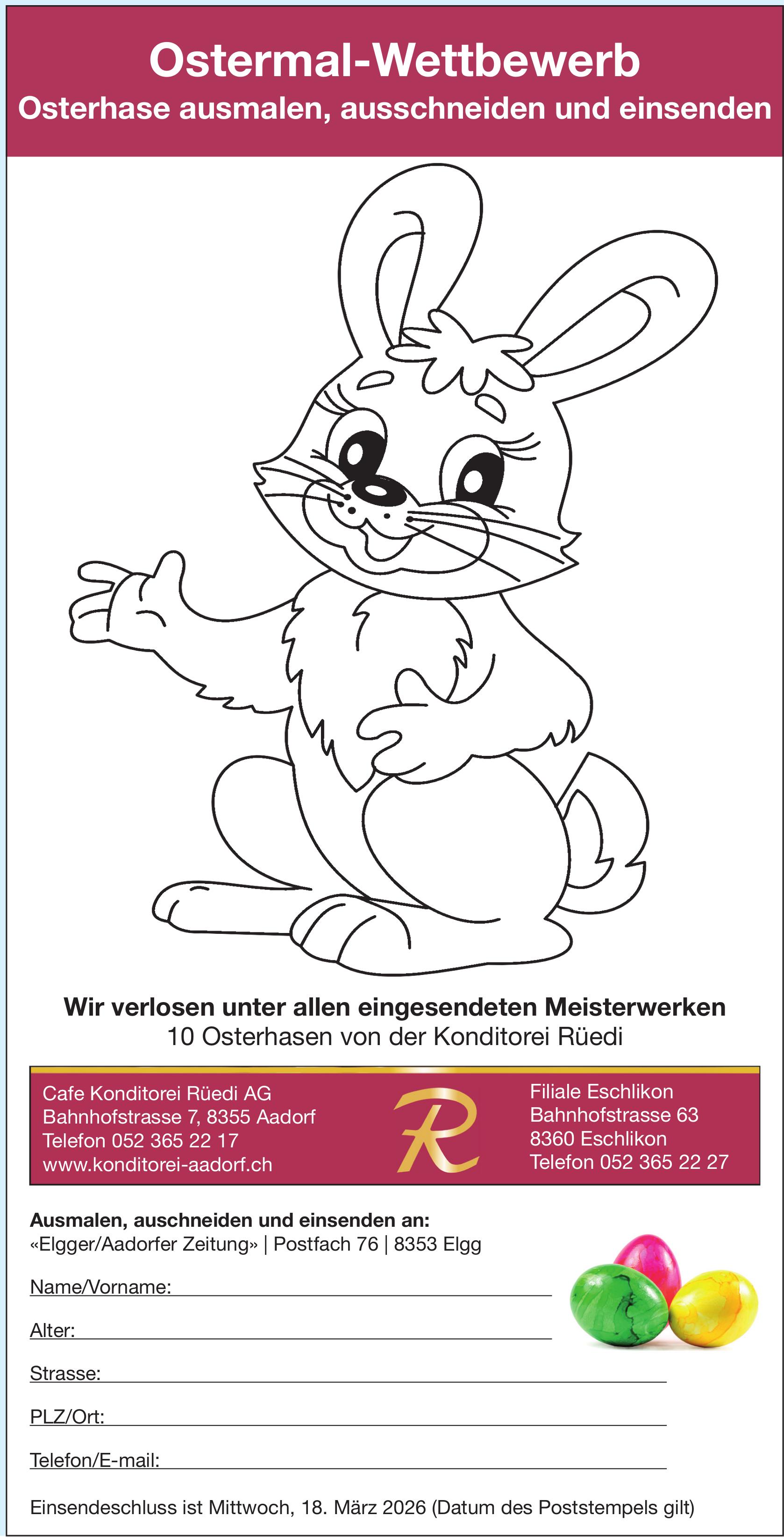 Cafe Konditorei Rüedi AG, Aadorf - Osternal-Wettbewerb