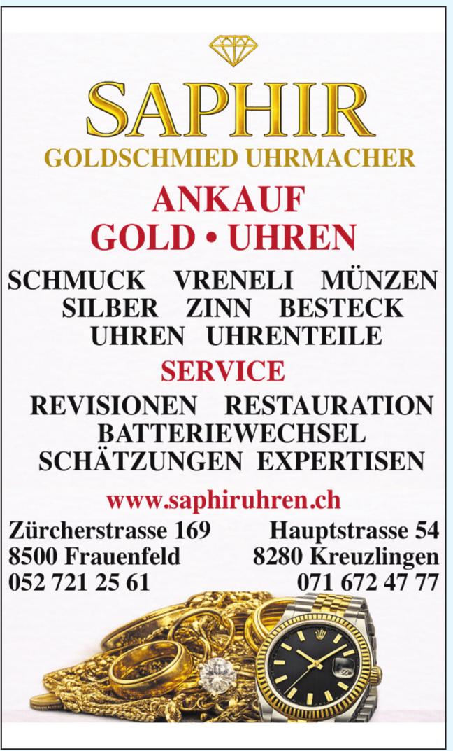 Saphir Goldschmied Uhrmacher, Frauenfeld - ANKAUF GOLD UHREN