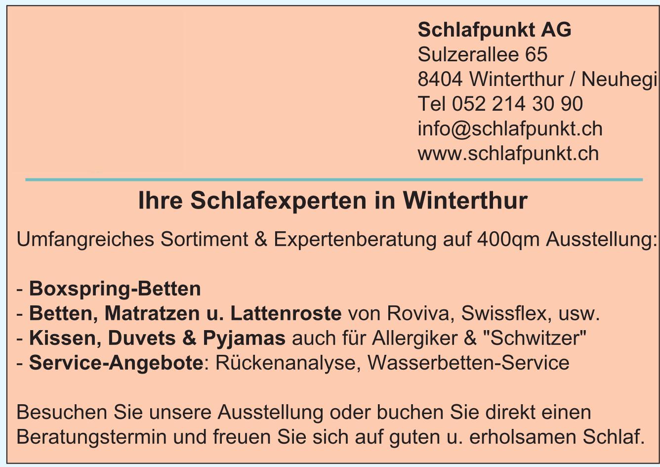 Schlafpunkt AG, Winterthur - Ihre Schlafexperten... Umfangreiches Sortiment & Expertenberatung...
