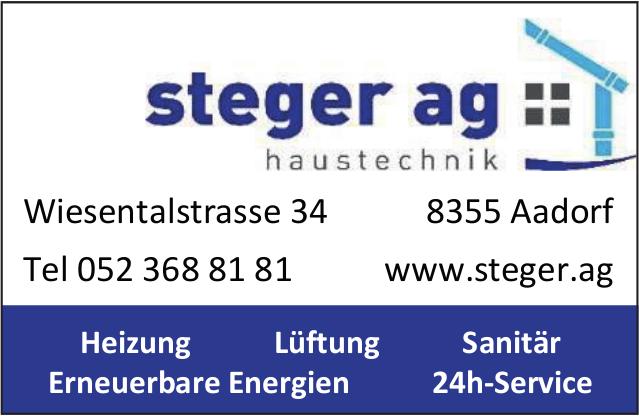 Steger AG Haustechnik, Aadorf - Heizung, Lüftung,  Sanitär, Erneuerbare Energien, 24h-Service
