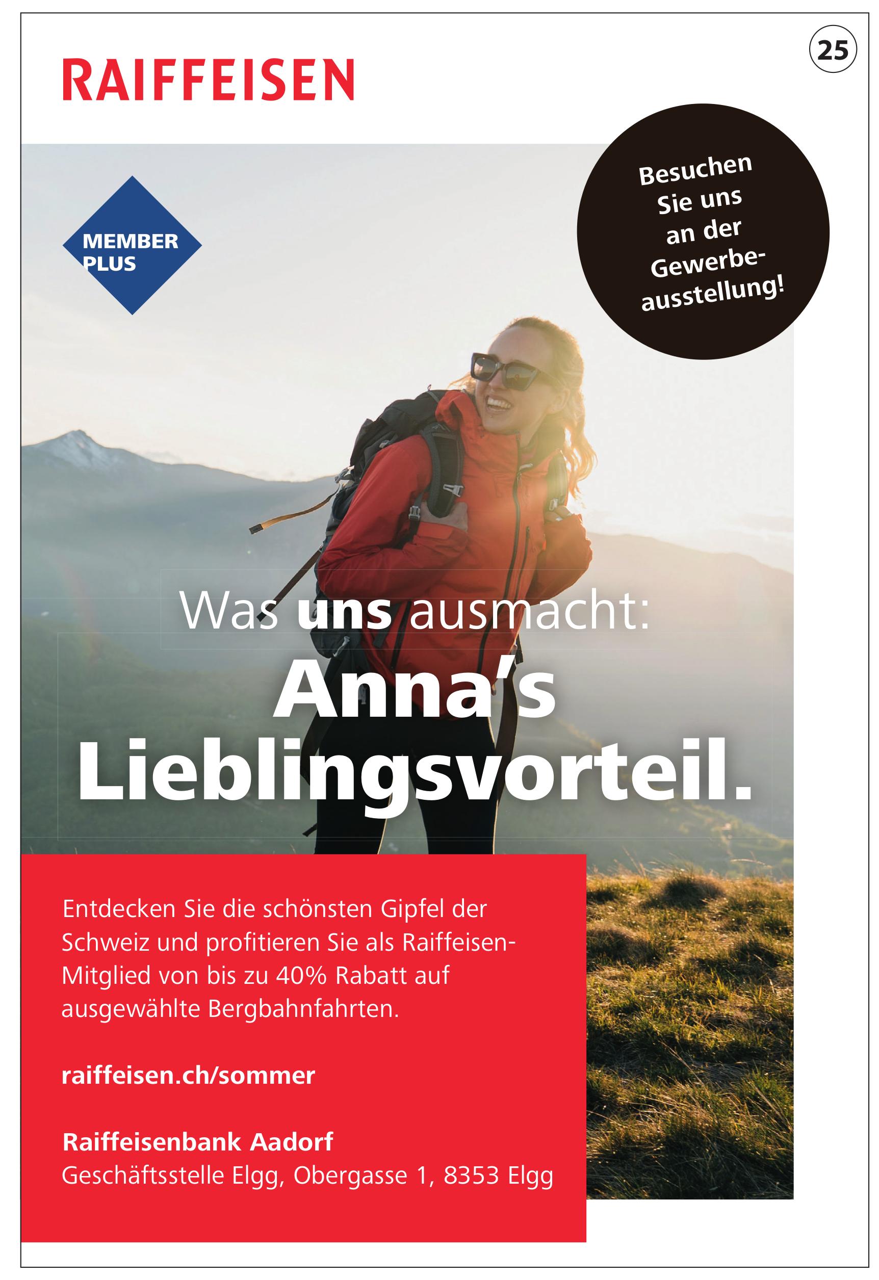 Raiffeisenbank, Elgg - Besuchen Sie uns an der Gewerbeausstellung!