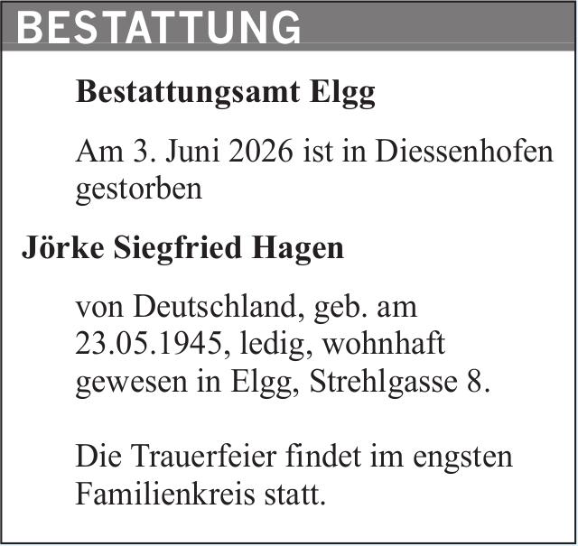 Jörke Siegfried Hagen, Juni 2026 / TA