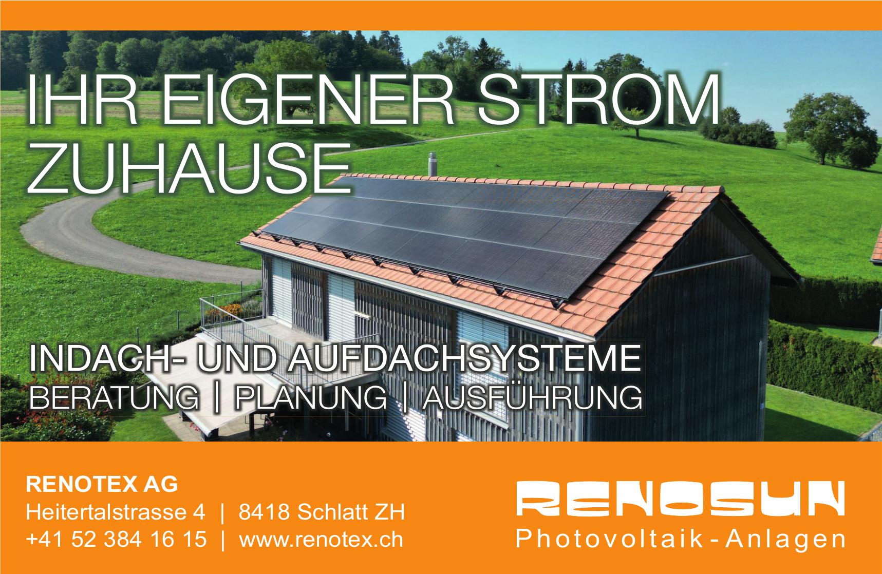 Renotex AG, Schlatt - Ihr eigener Strom zuhause