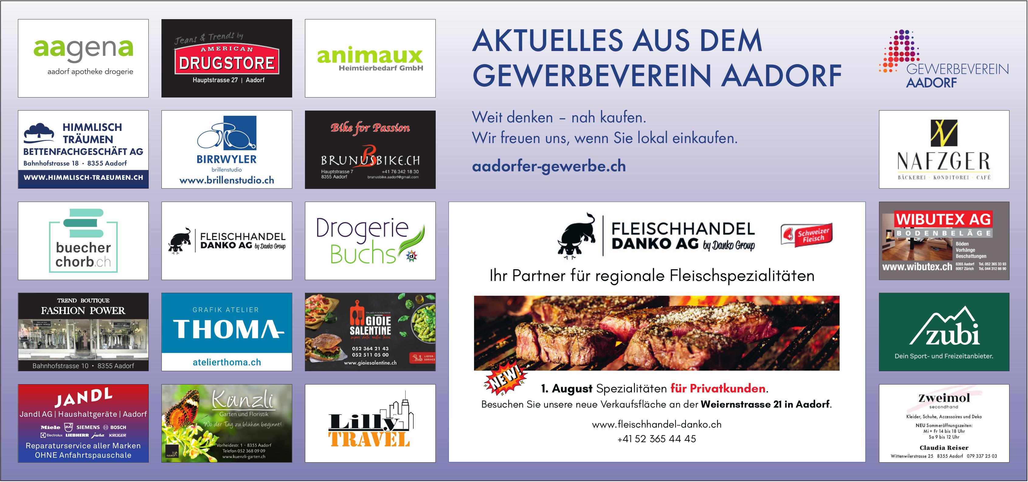 Gewerbeverein Aadorf, Weit denken – nah kaufen. Wir freuen uns, wenn Sie lokal einkaufen.