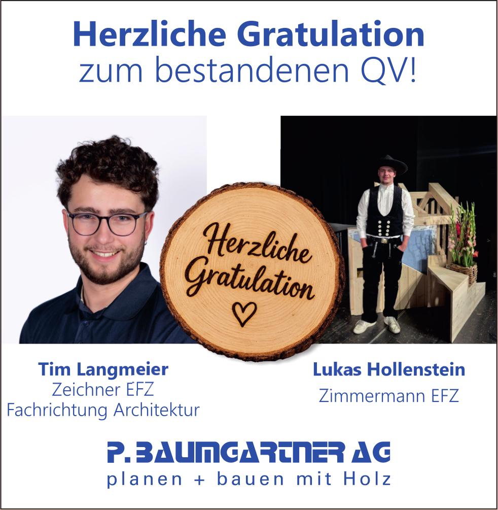 P.BAUMGARTNER AG, Herzliche Gratulation zum bestandenen QV!