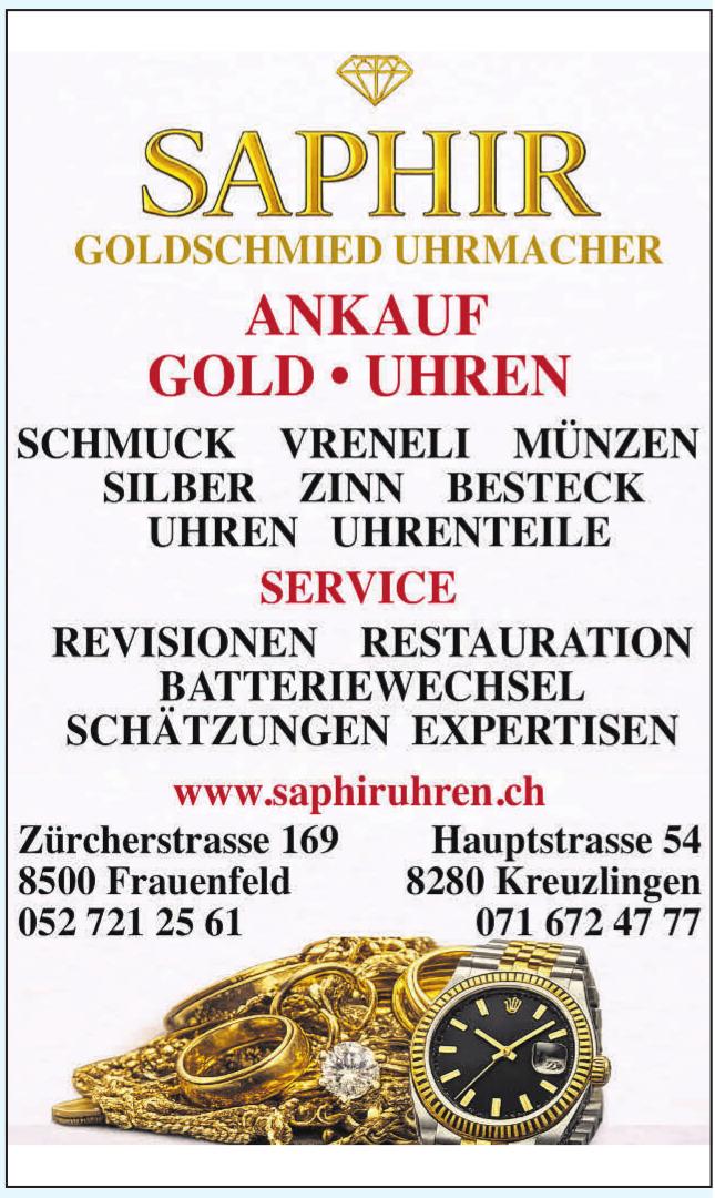 SAPHIR GOLDSCHMIED, Frauenfeld - ANKAUF GOLD UND UHREN