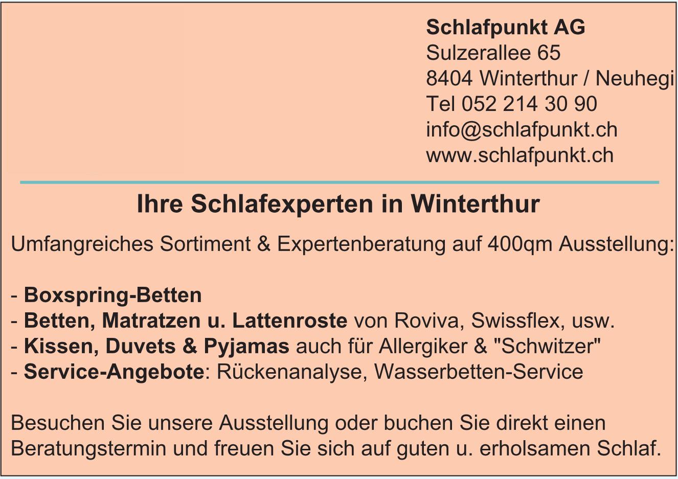 Schlafpunkt AG, Winterthur - Ihre Schlafexperten