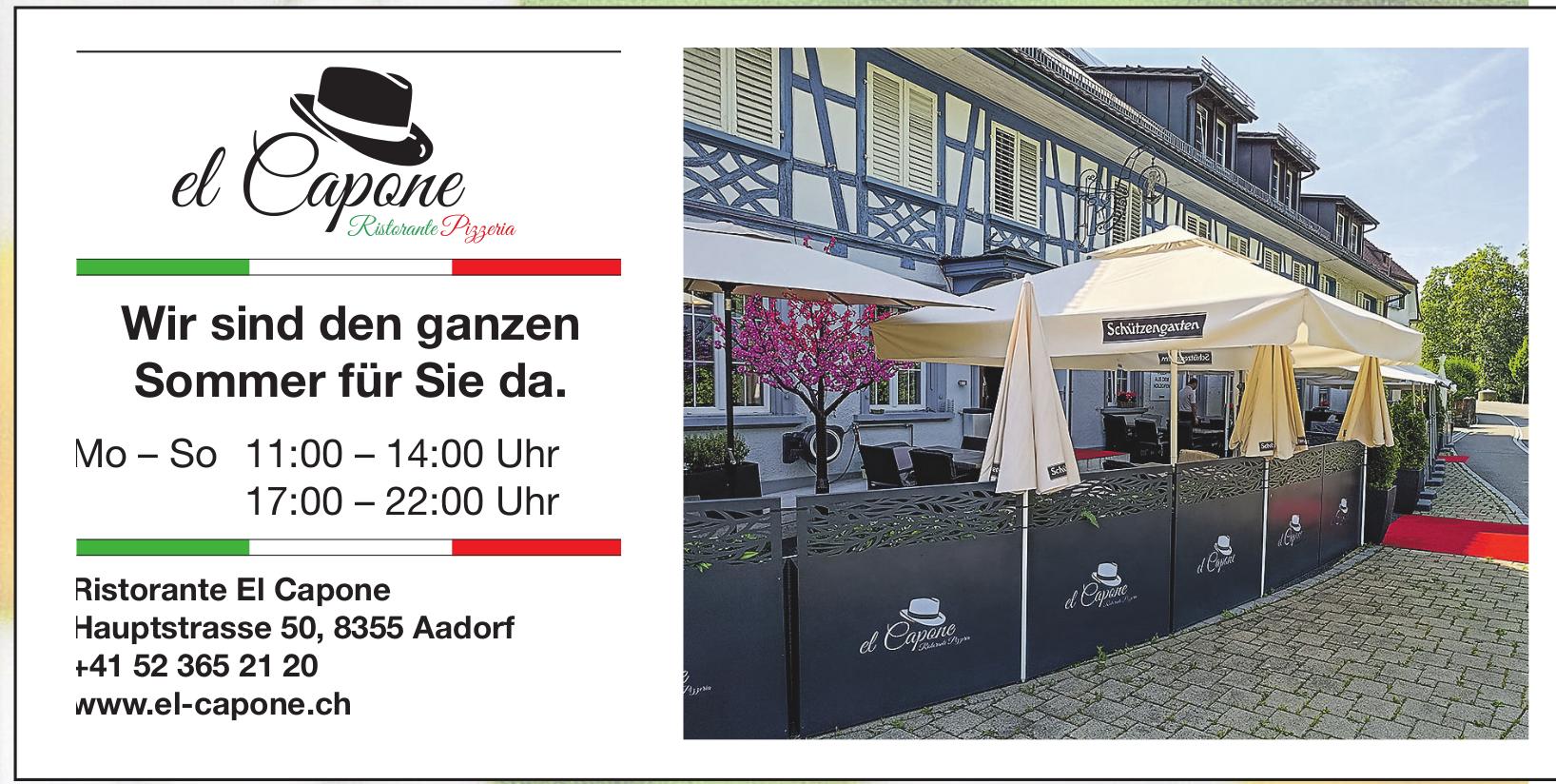 Ristorante El Capone, Aadorf - Wir sind den ganzen Sommer für Sie da.