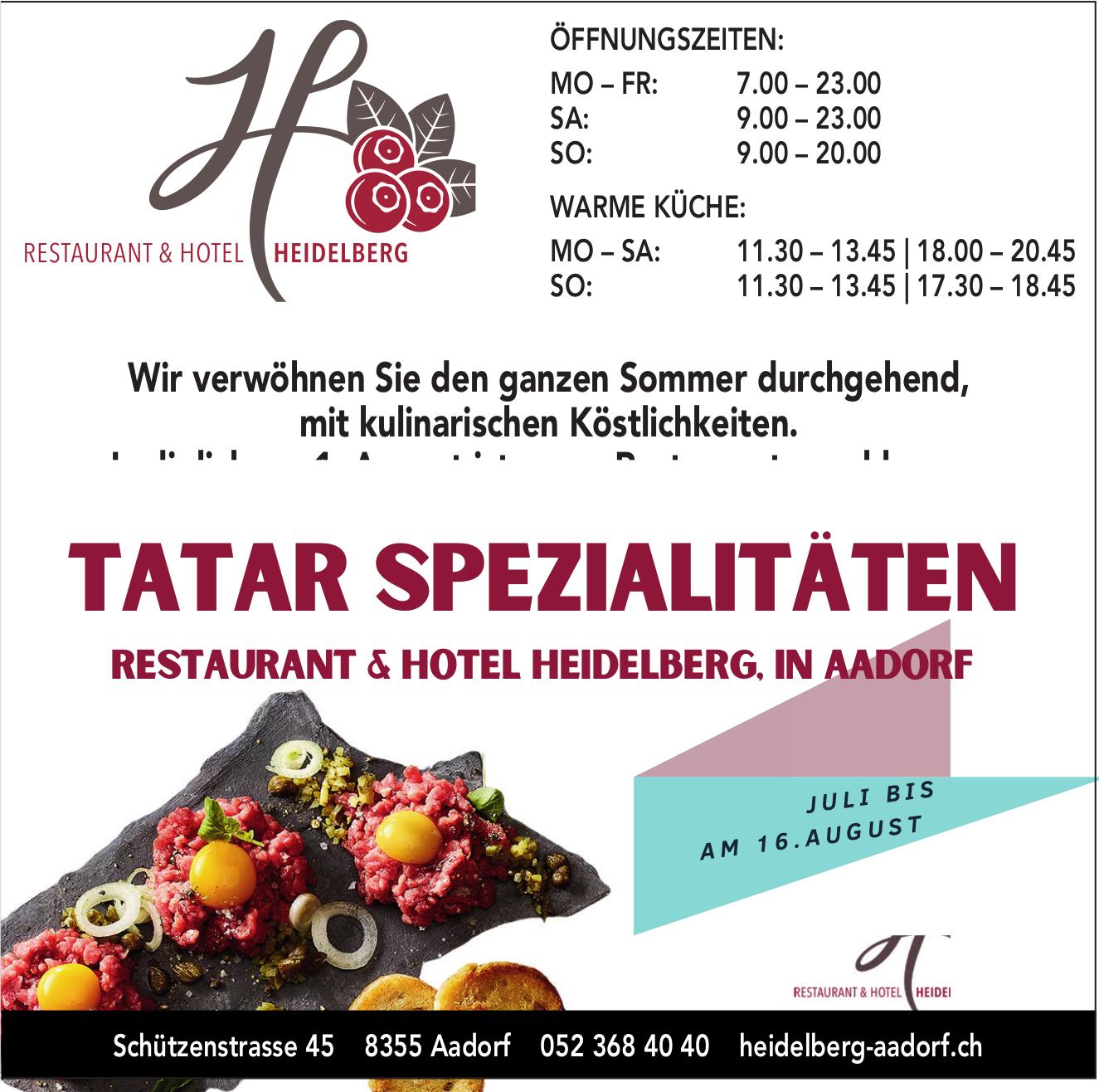 RESTAURANT & HOTEL HEIDELBERG, Aadorf - TATAR SPEZIALITÄTEN