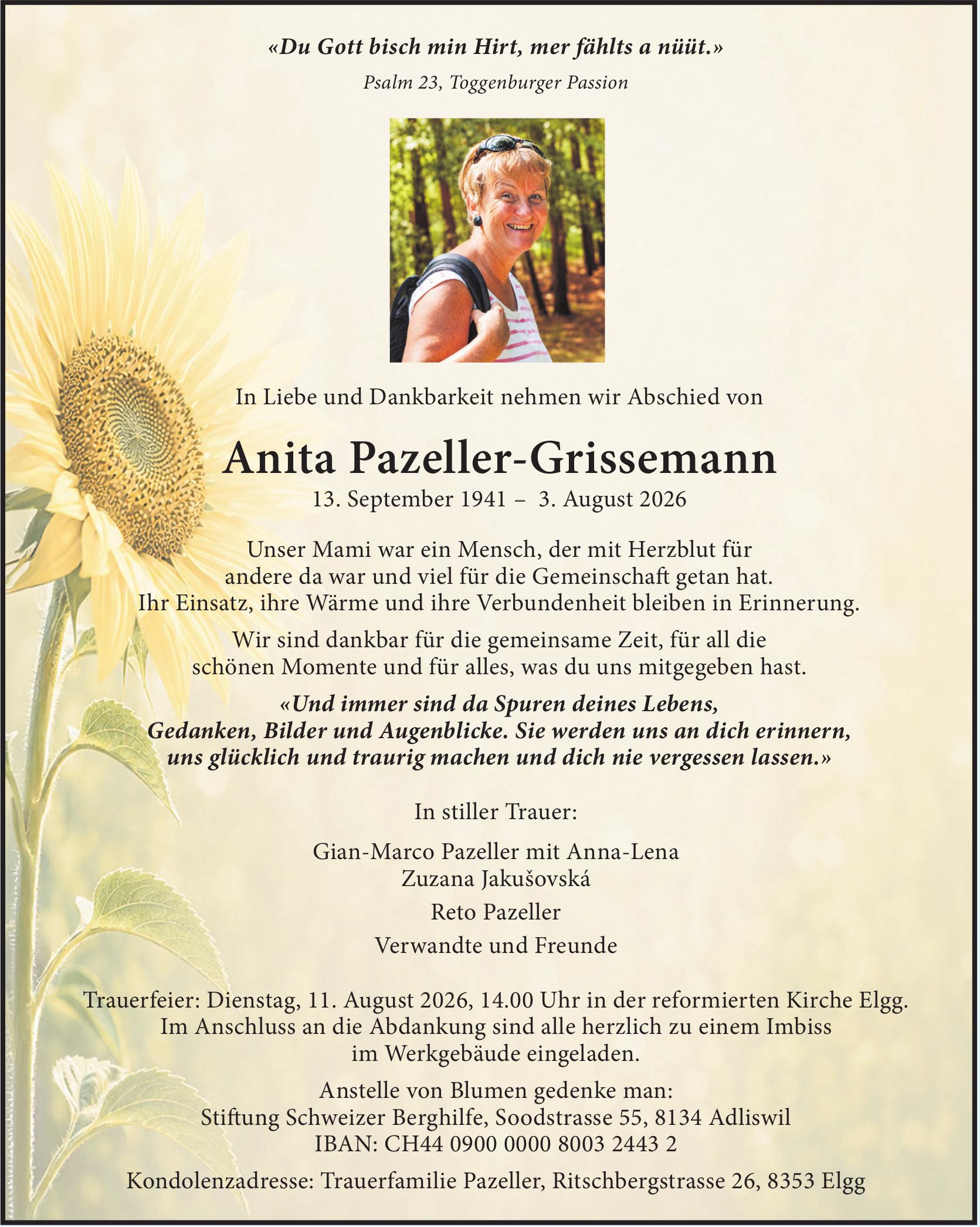 Anita Pazeller-Grissemann, August 2026 / TA
