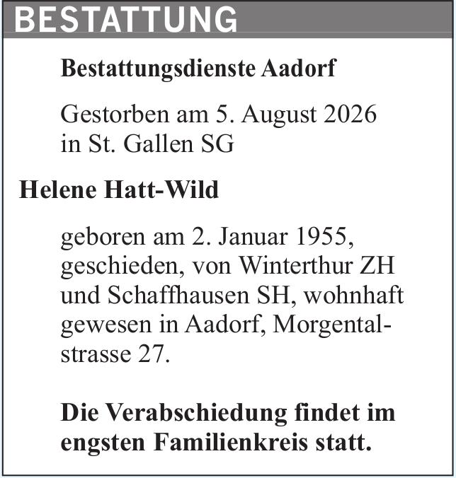 Helene Hatt-Wild, August 2026 / TA