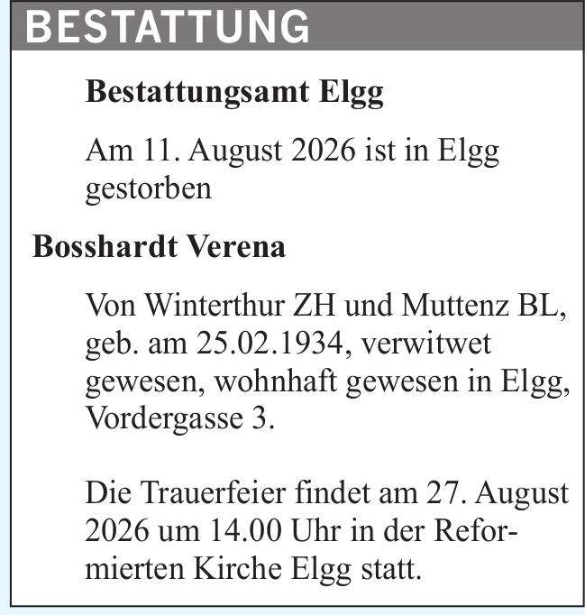 Bosshardt Verena, August 2026 / TA