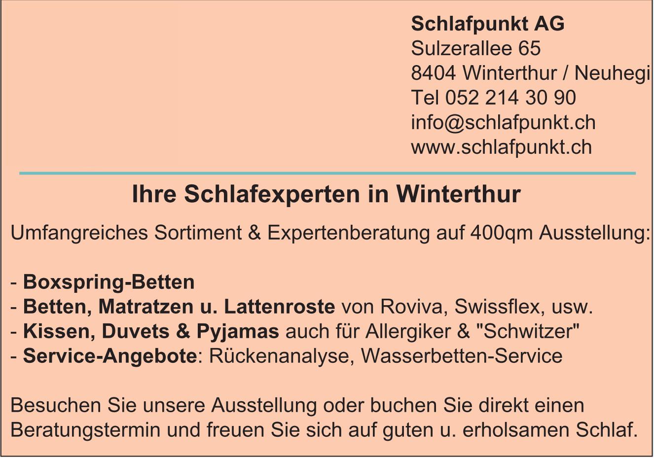 Schlafpunkt AG, Winterthur - Ihre Schlafexperten