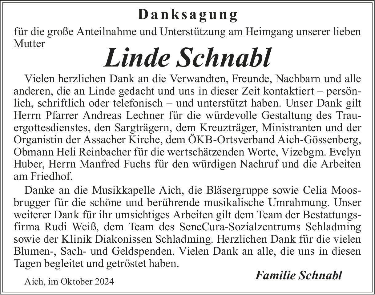 Schnabl Linde, im Oktober 2024 / DS