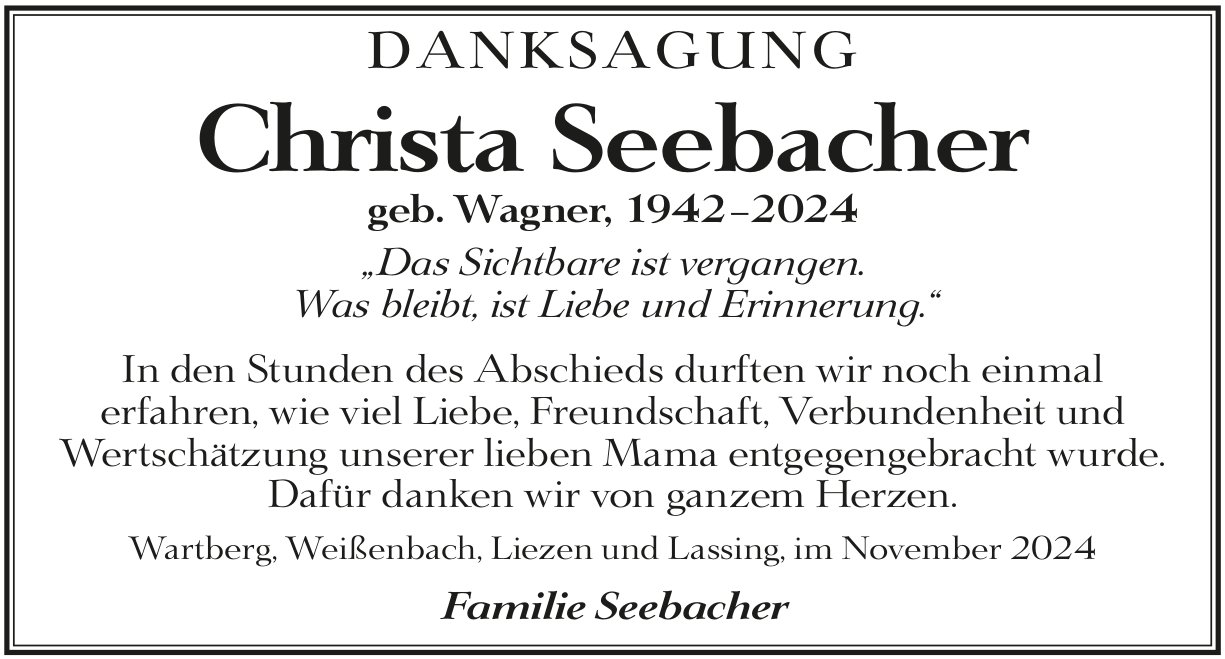 Seebacher Christa, im November 2024 / DS