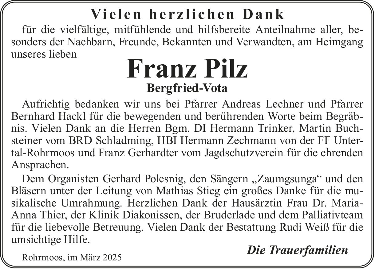 Pilz Franz, im März 2025 / DS