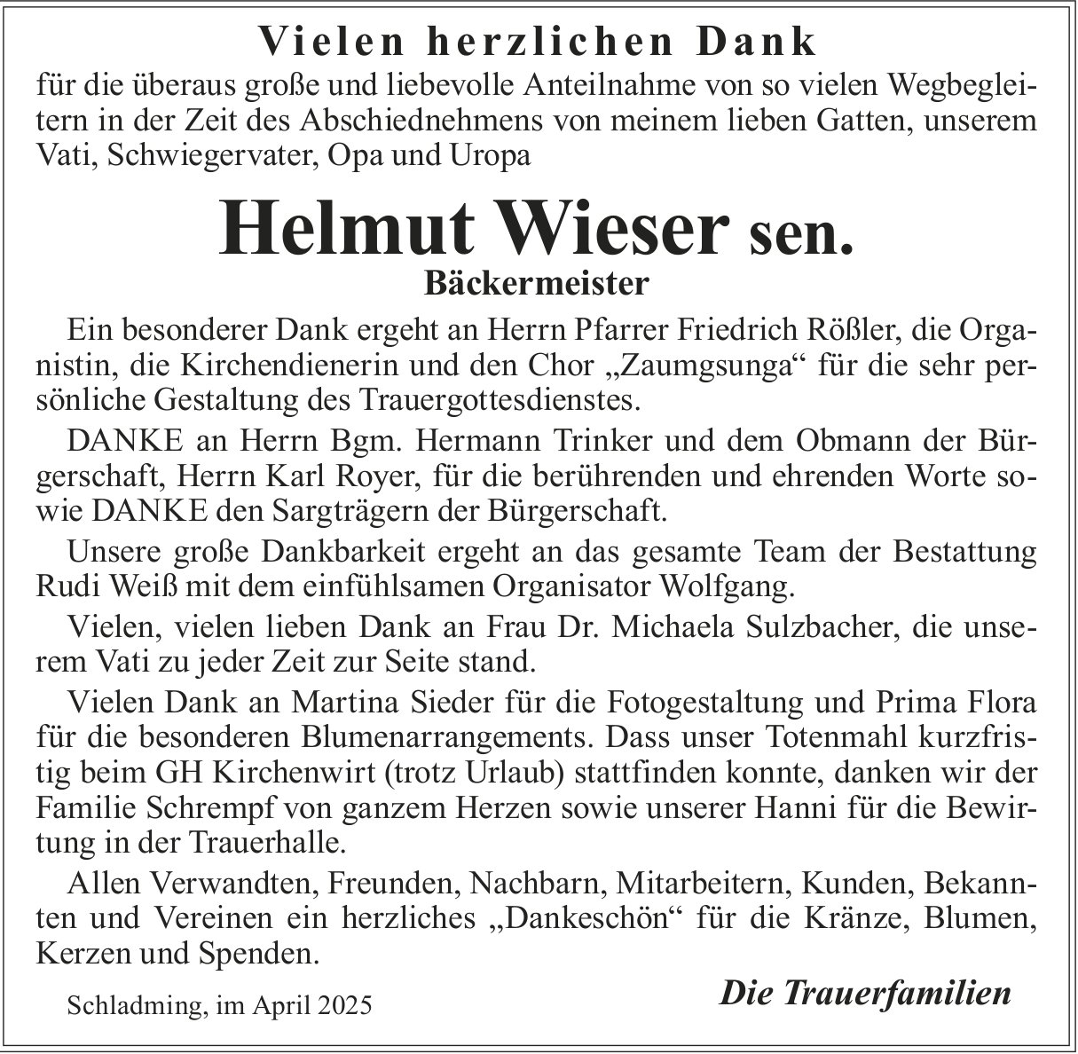 Helmut Wieser sen., im Mai 2025 / DS