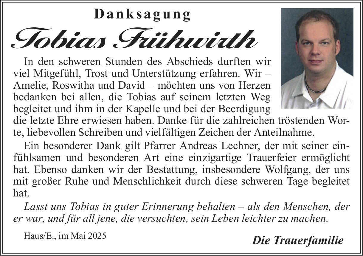 Frühwirth Tobias, im Mai 2025 / DS