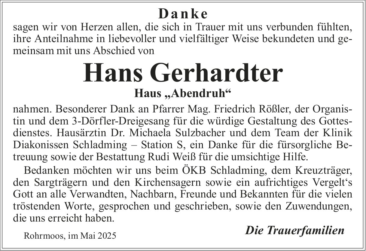 Gerhardter Hans, im Mai 2025 / DS