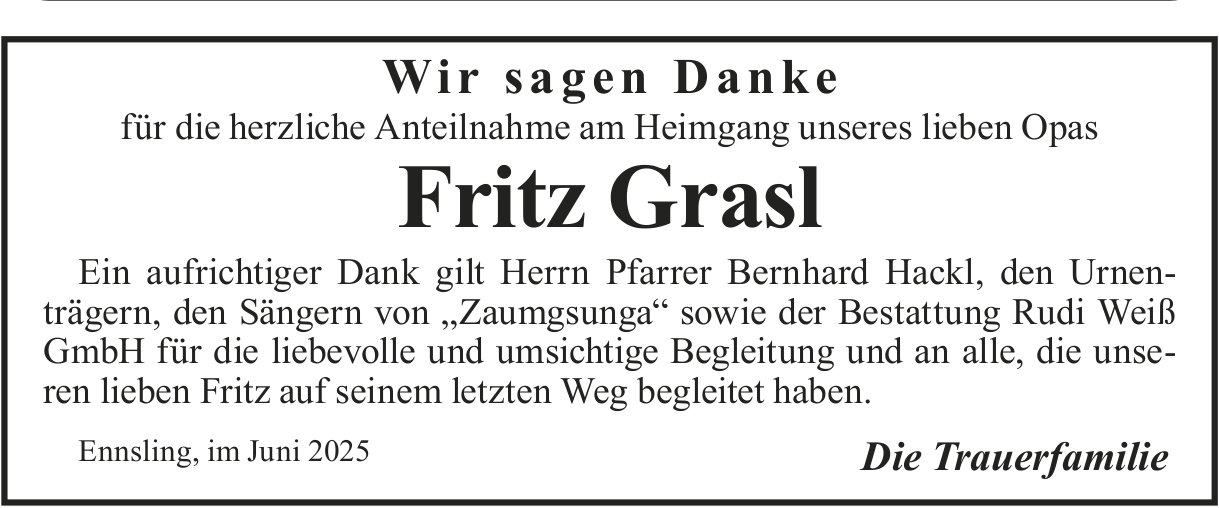 Grasl Fritz, im Juni 2025 / DS