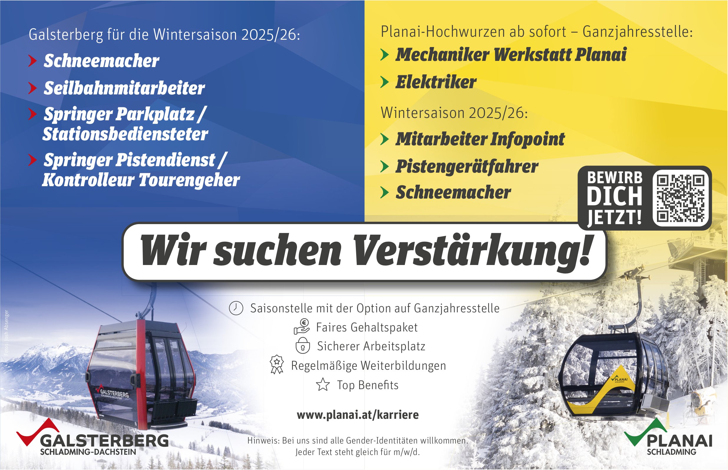 Wir suchen Verstärkung! Saisonstelle mit der Option auf Ganzjahresstelle, Planai Schladming, gesucht