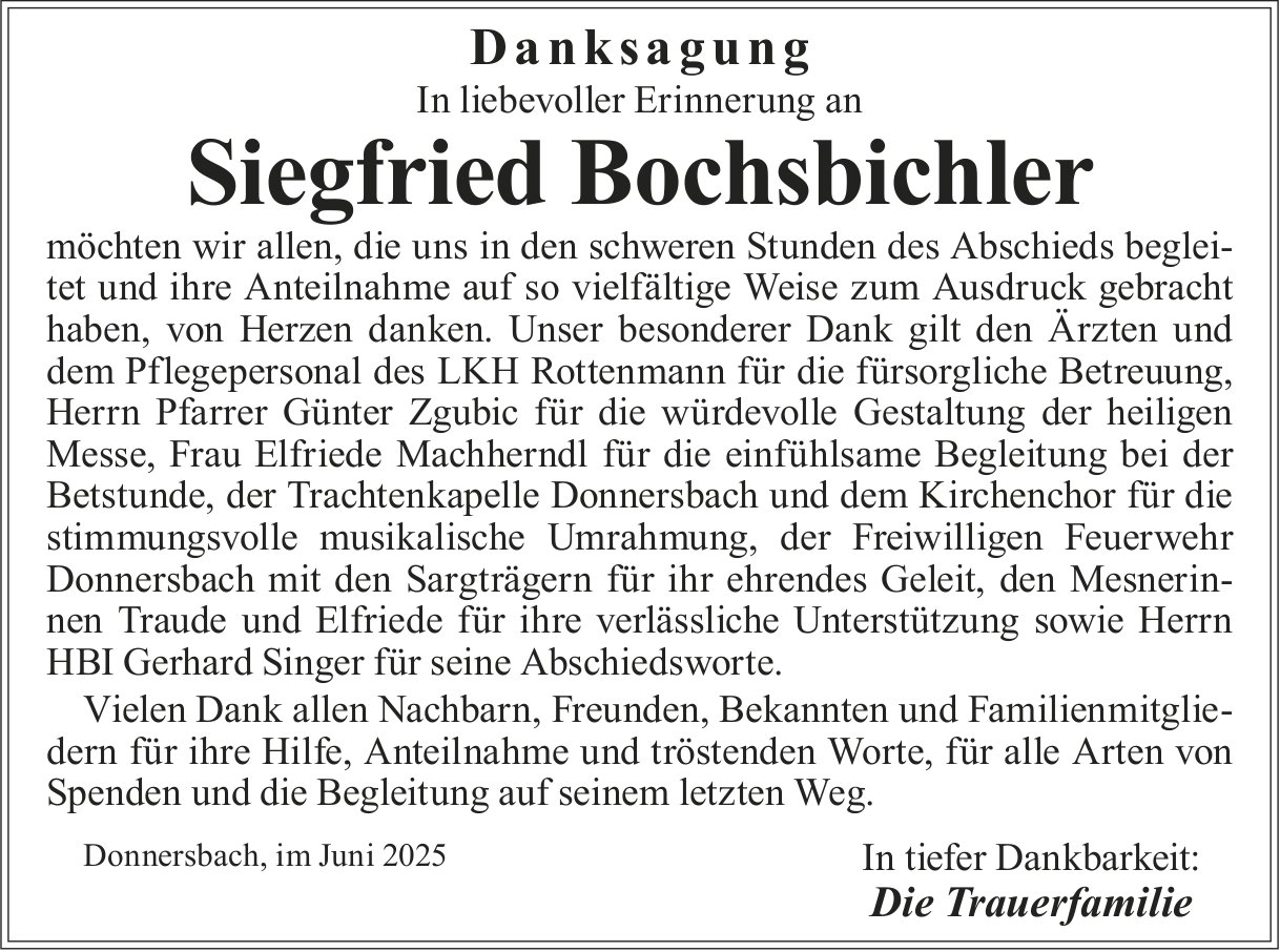 Bochsbichler Siegfried, im Juli 2025 / DS