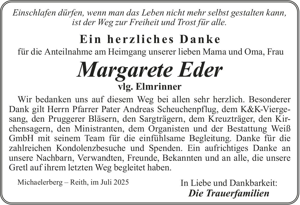 Eder Margarete, im Juli 2025 / DS