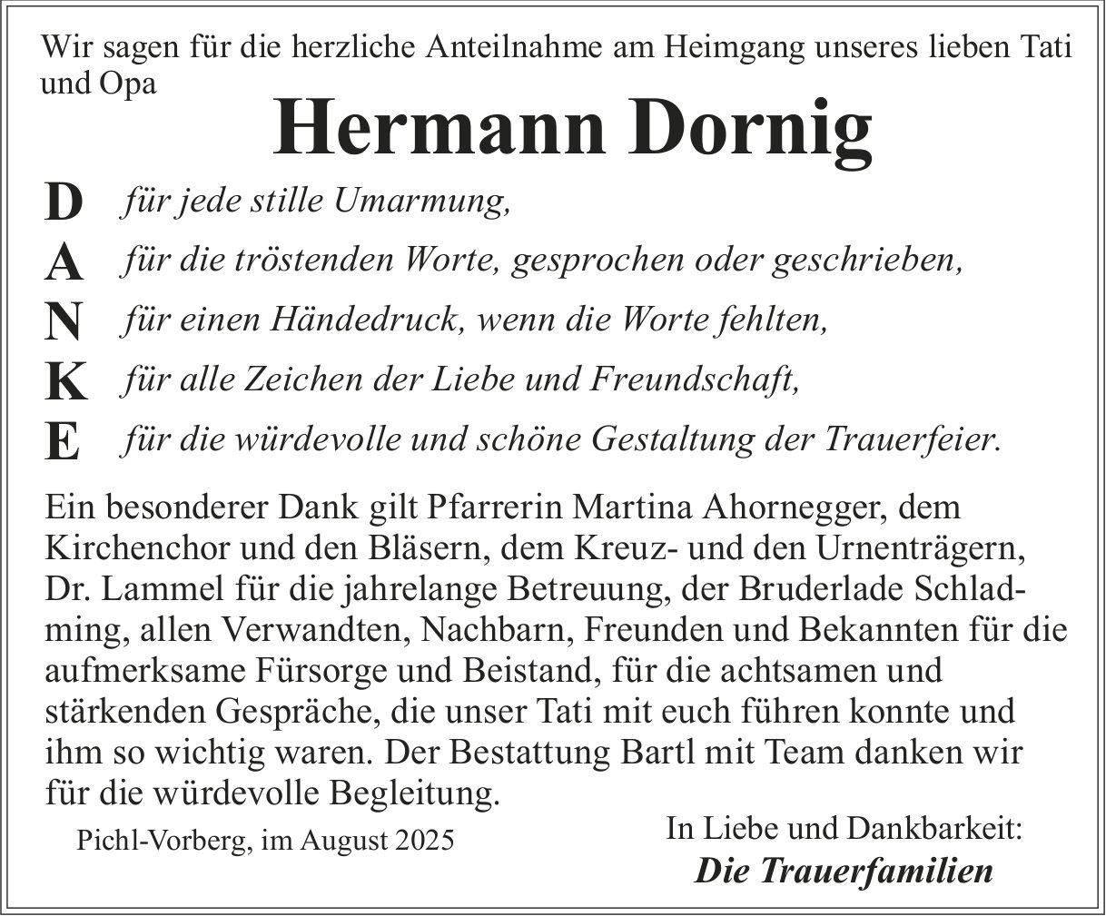 Dornig Hermann, im August 2025 / DS