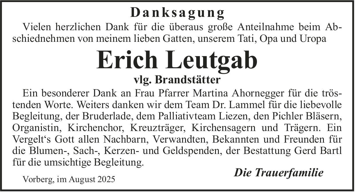 Leutgab Erich, im August 2025 / DS