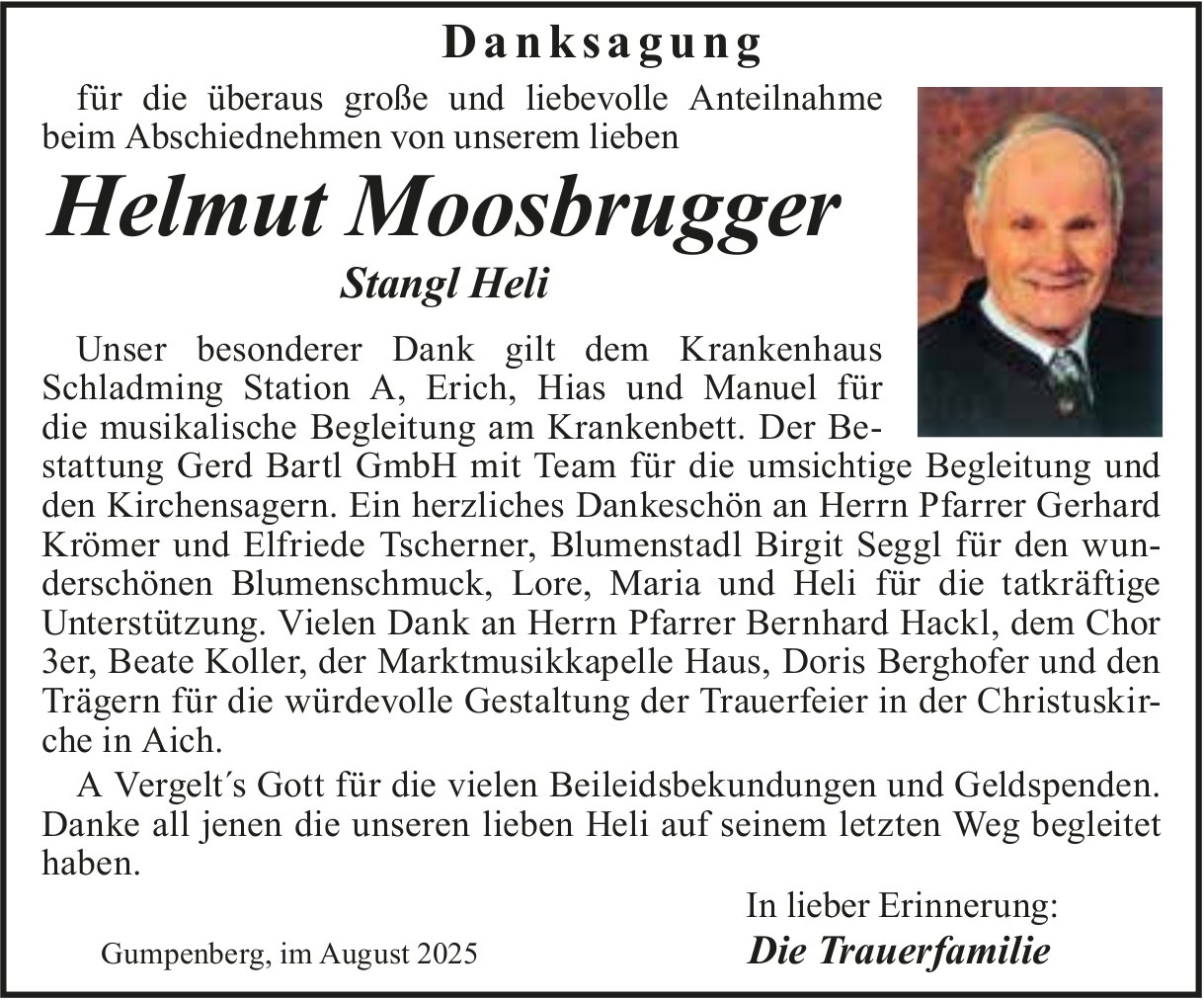 Moosbrugger Helmut, im August 2025 / DS